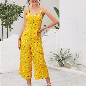 Ditsy Floral Tie Backless Cami Jumpsuit